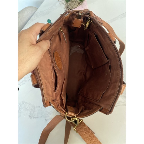 Fossil Tessa Chestnut Brown Pebble Leather Boho Crossbody Bag Purse Satchel EUC - Picture 12 of 16
